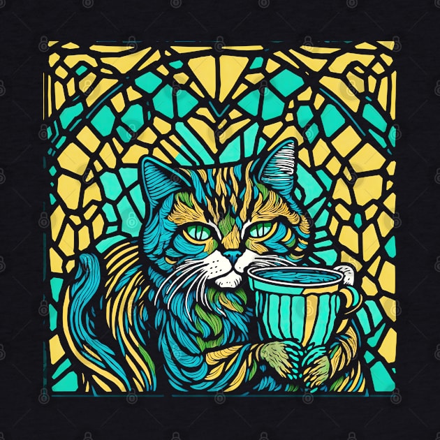 Cat with a cup by Javisolarte